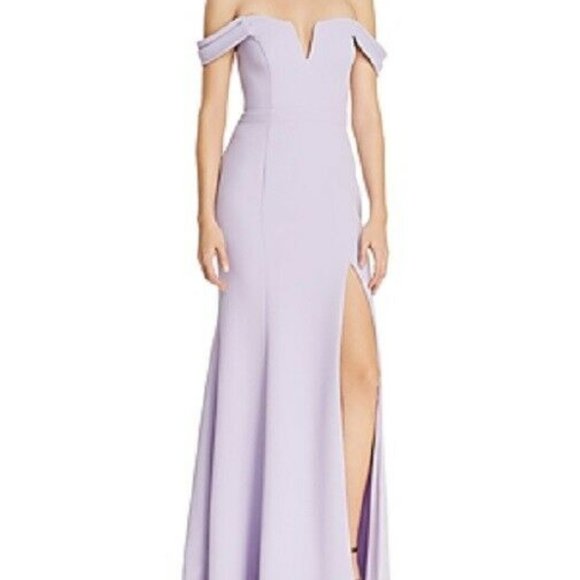 Avery G Off Shoulder Crepe Evening Gown Prom - Picture 1 of 7